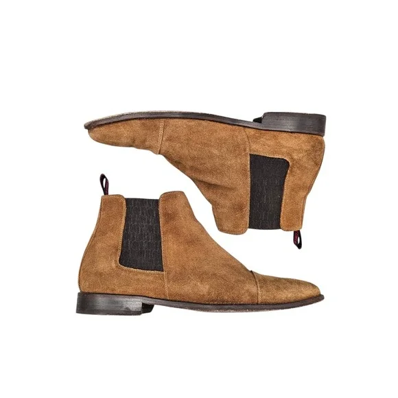 Carolina Herrera Men's Size 7 US VGC Brown Suede Handmade In Spain Chelsea Boots